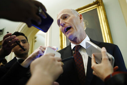 Sen. Rick Scott in DC Jan. 29, 2020 with cameras in face