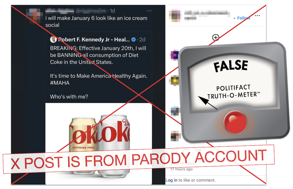 Robert F. Kennedy Jr. Diet Coke ban claim, 12-9-2024 graphic