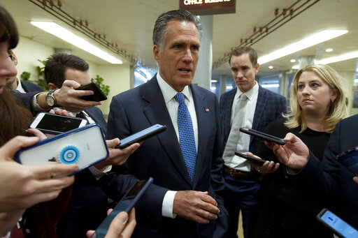 Mitt Romney with reporters Jan 2020