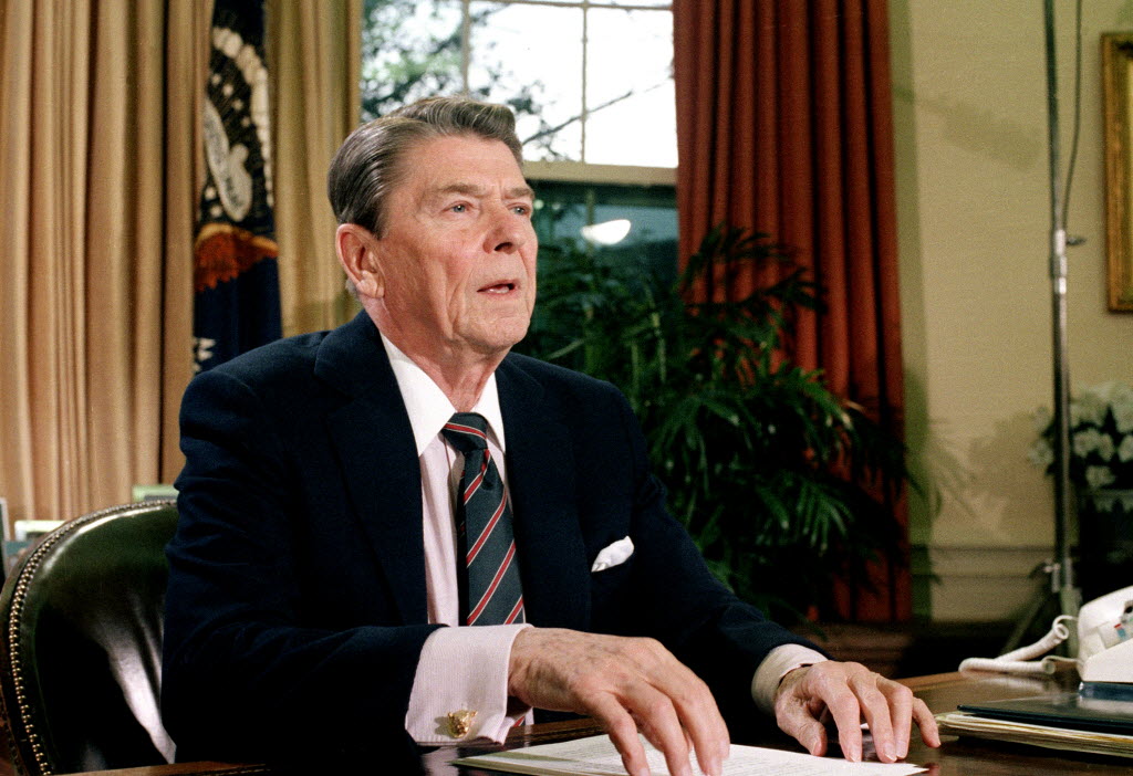 Reagan seated