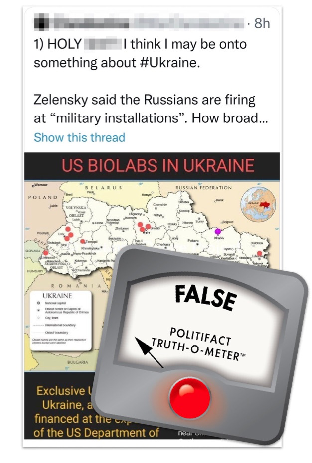 Ukraine U.S. biolabs fake social post marked