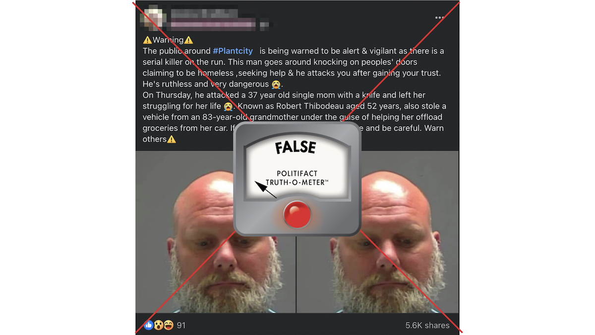 False Graphic of serial killer on the run