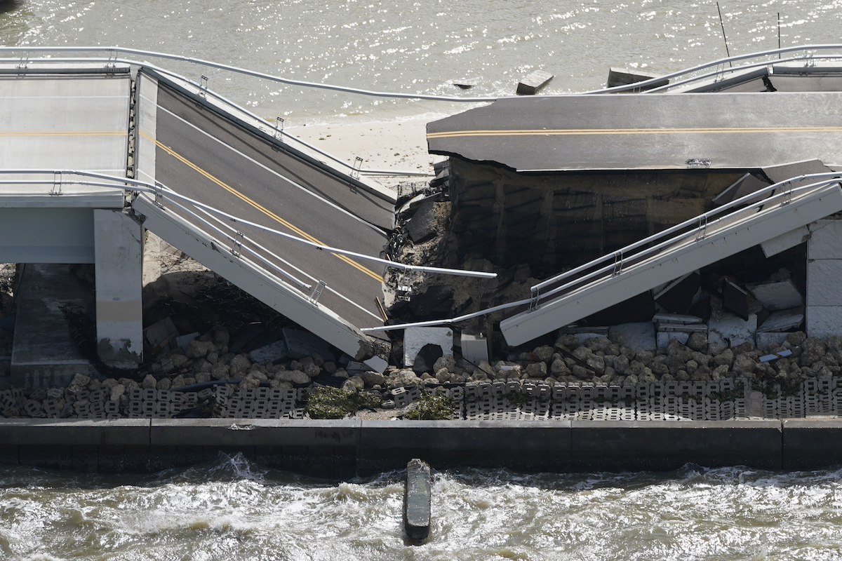 Sanibel Island causeway damage in Hurricane Ian, 9-29-22