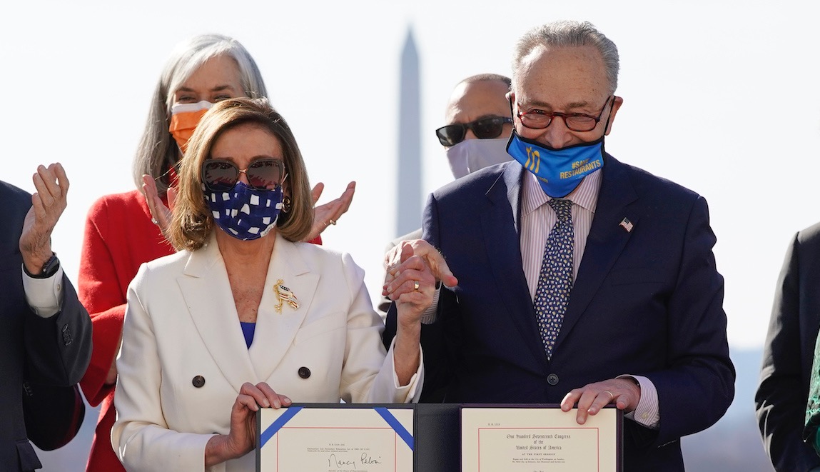 Schumer Pelosi sign ARPA