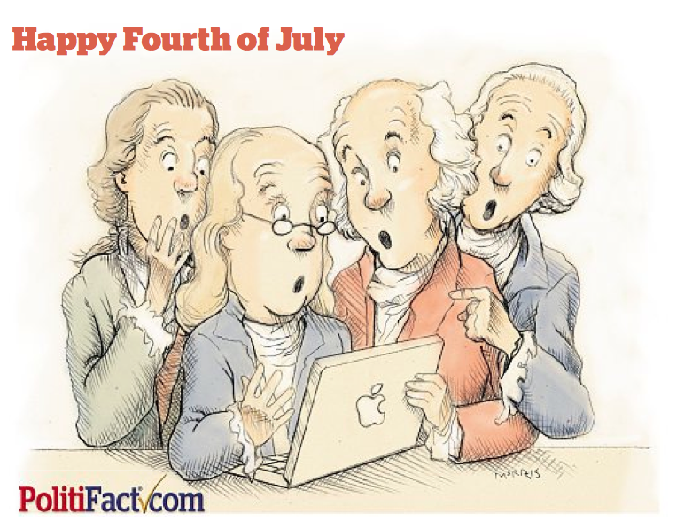 Founding Fathers at computer