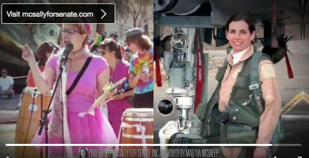 screenshot of mcsally v sinema pink tutu campaign ad