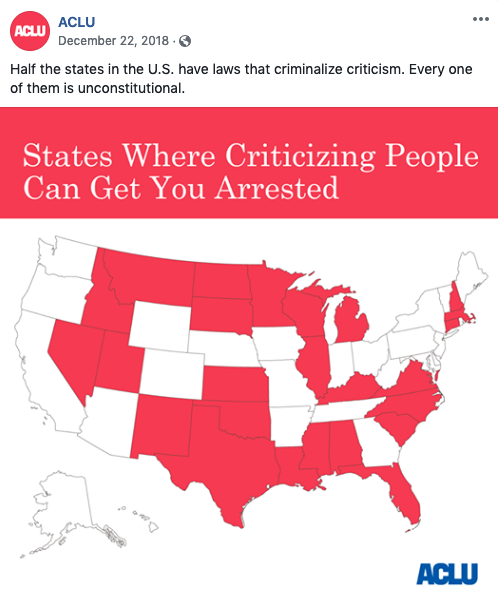 The ACLU's Facebook Post on Dec. 22, 2018