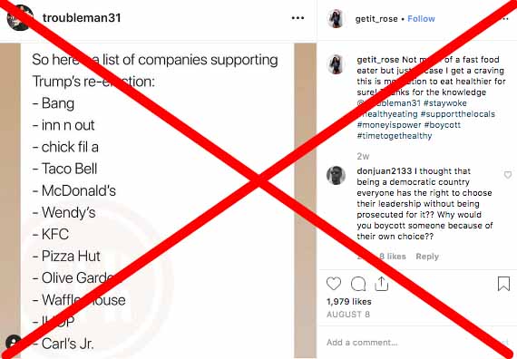 Instagram fast food misinformation