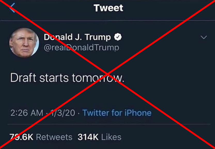 Draft misinfo: Fake Trump tweet