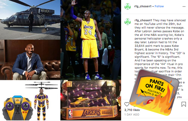 Bryant misinfo: False Instagram post