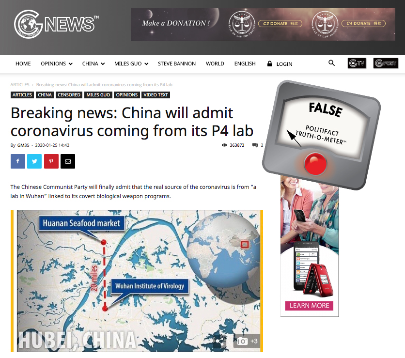 False G News story on coronavirus