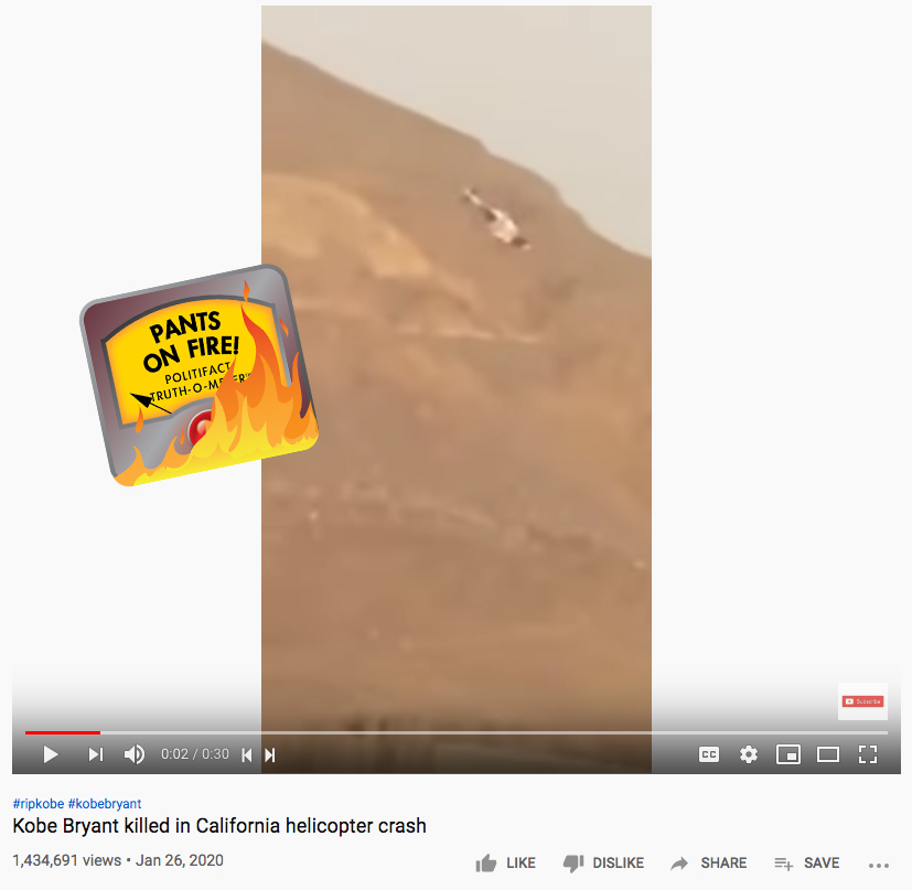 Bryant misinfo: False helicopter video