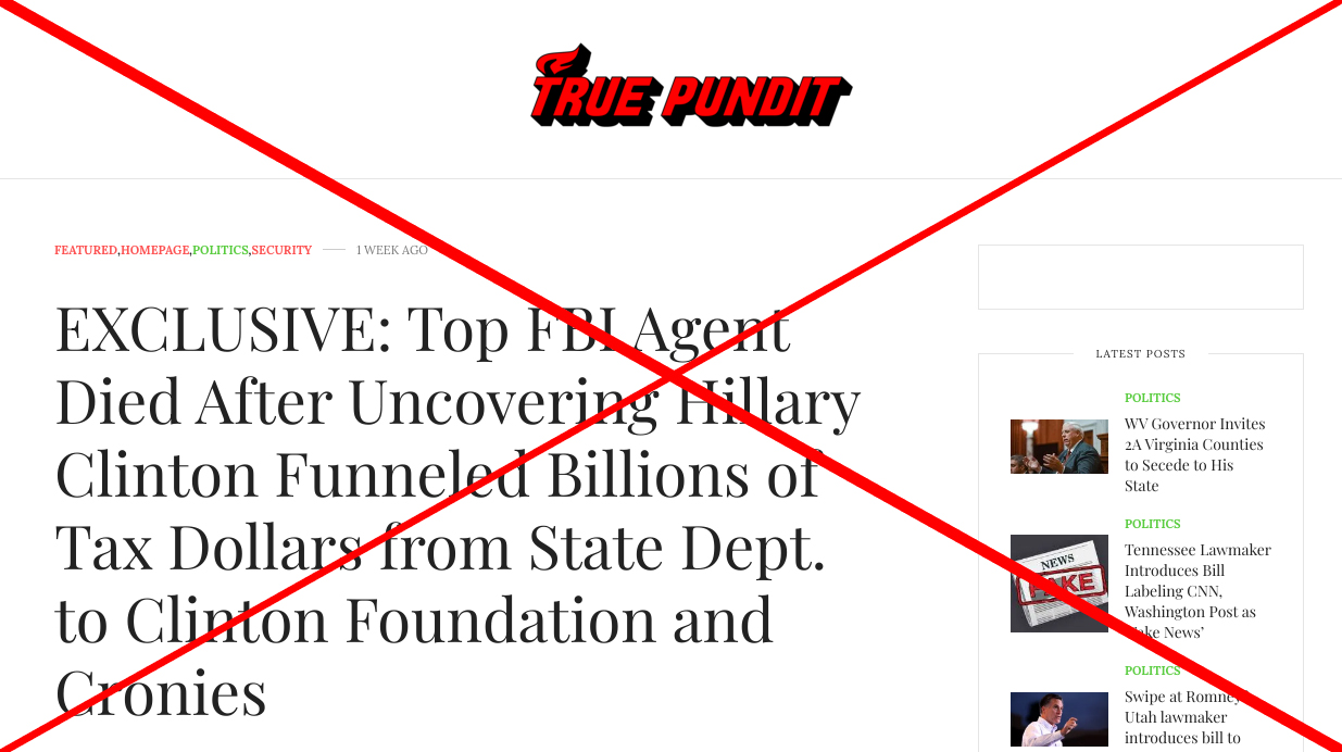 True Pundit Clinton hoax