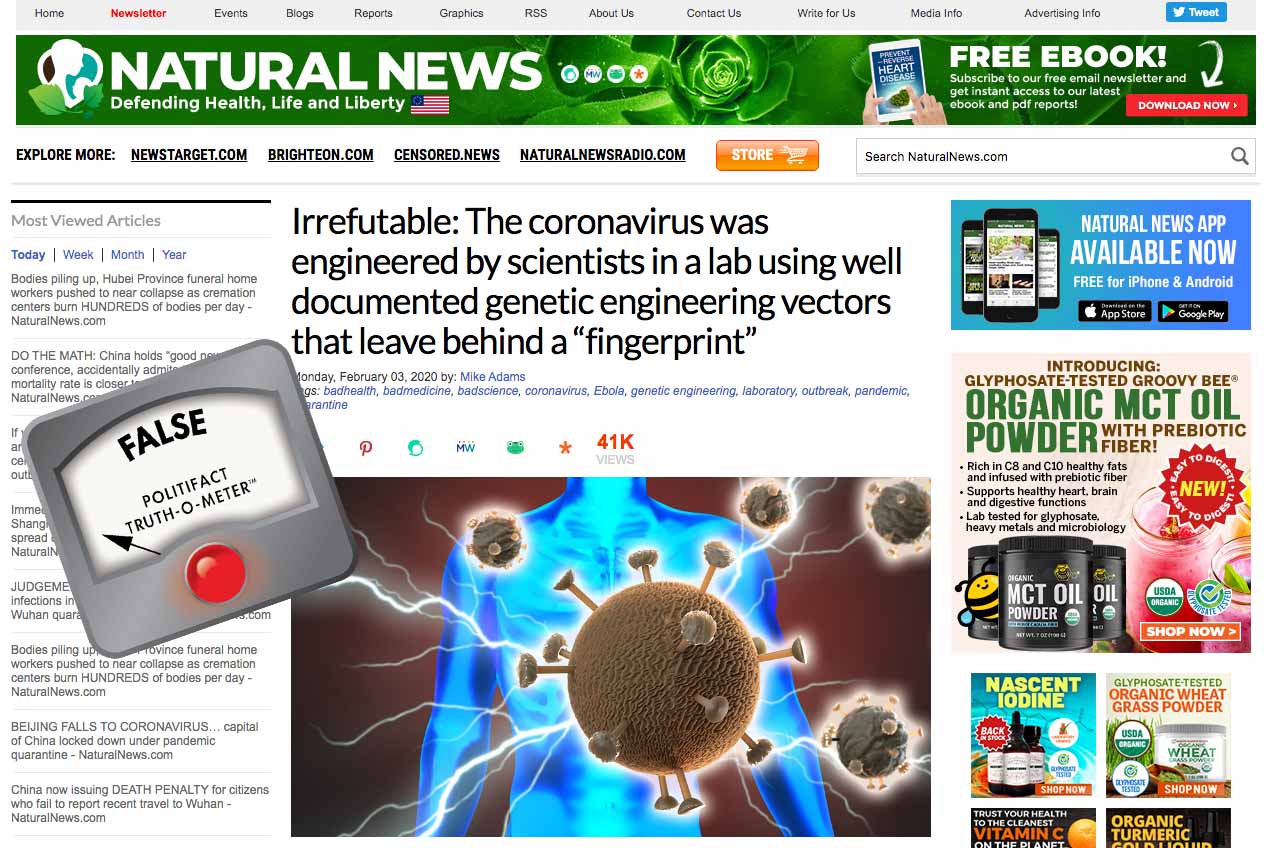 False Natural News story about coronavirus