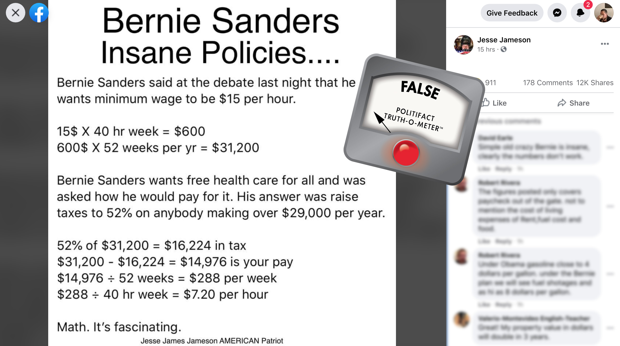 False Sanders tax claim