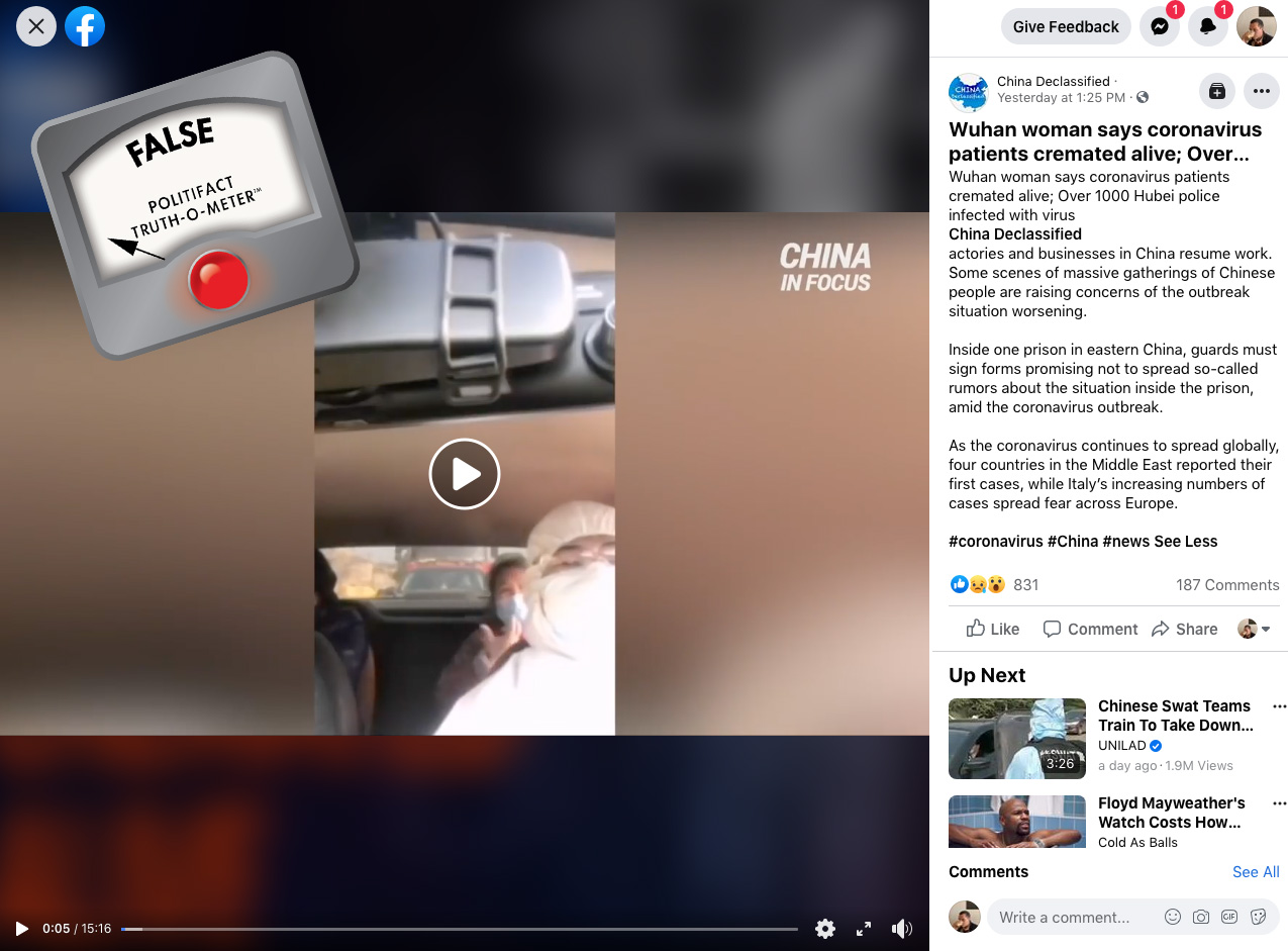 Coronavirus cremation alive hoax