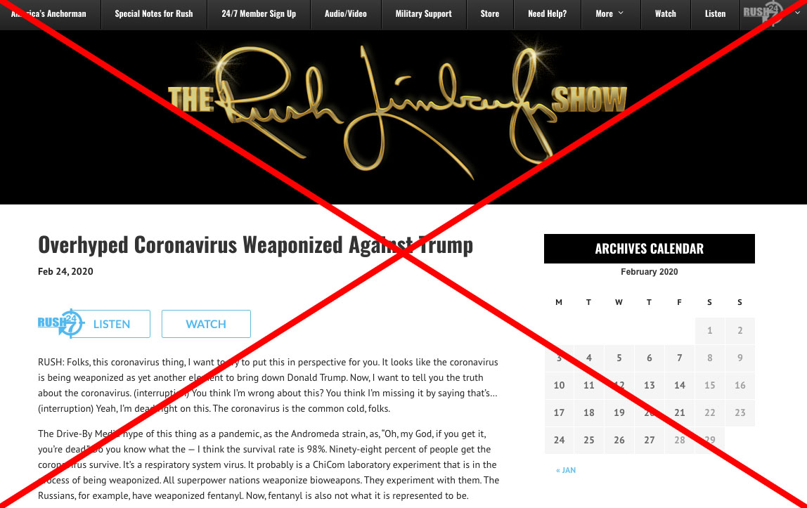 Limbaugh coronavirus conspiracy