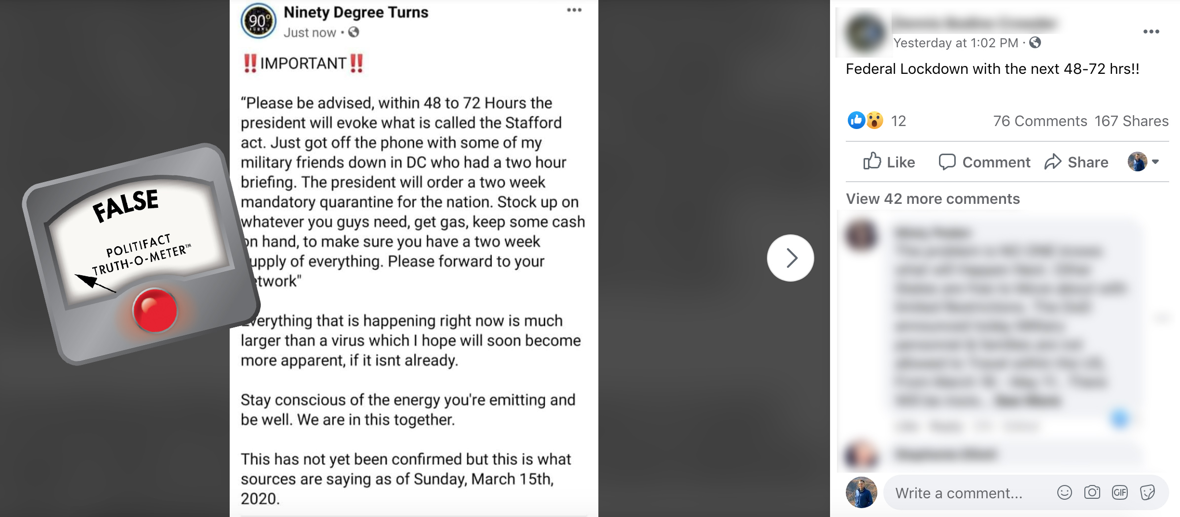 National quarantine hoax, Facebook