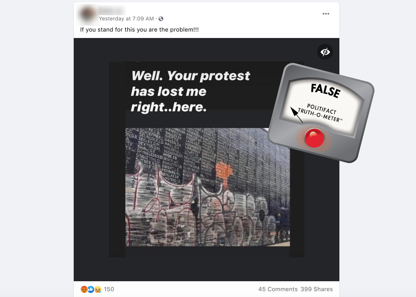 Vandalized Vietnam memorial