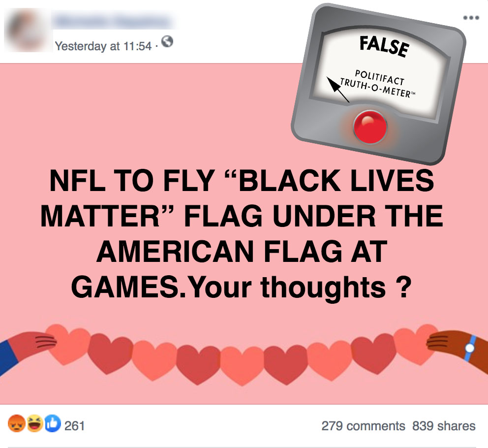 NFL BLM flag post