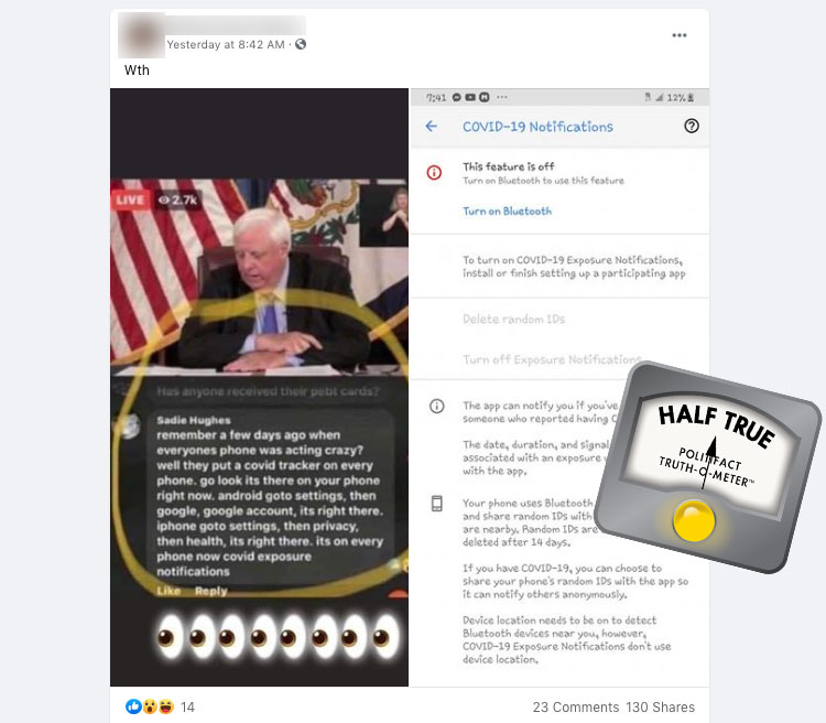 Apple-Google contact tracing Facebook post