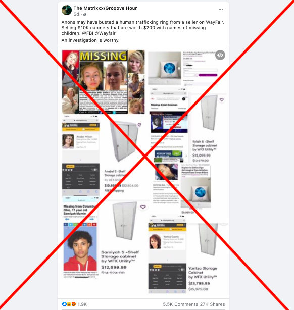 Wayfair conspiracy post