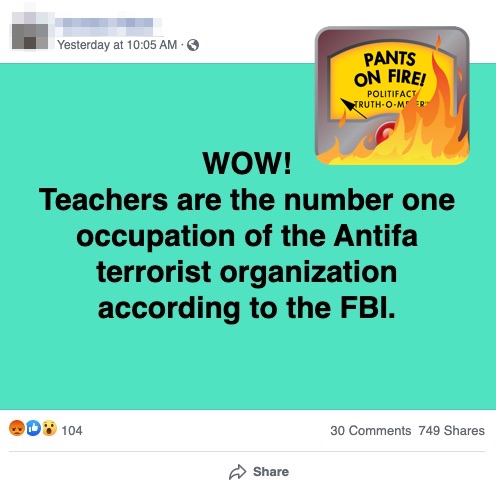 Antifa teachers post