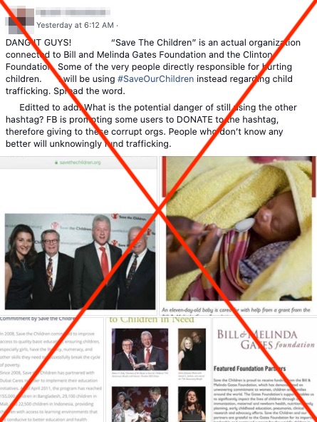 #SaveTheChildren hashtag change claim