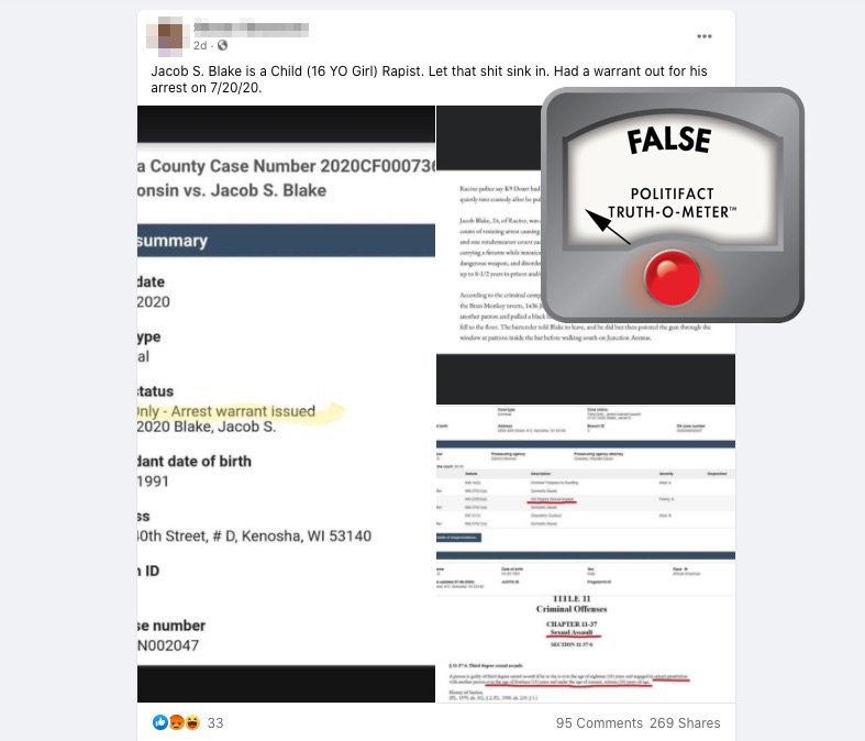 Jacob Blake rapist hoax