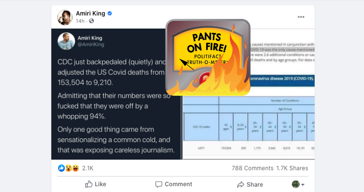 False COVID-19 death claim