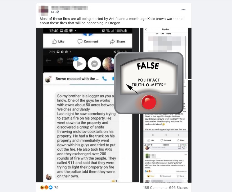 Antifa wildfire claims