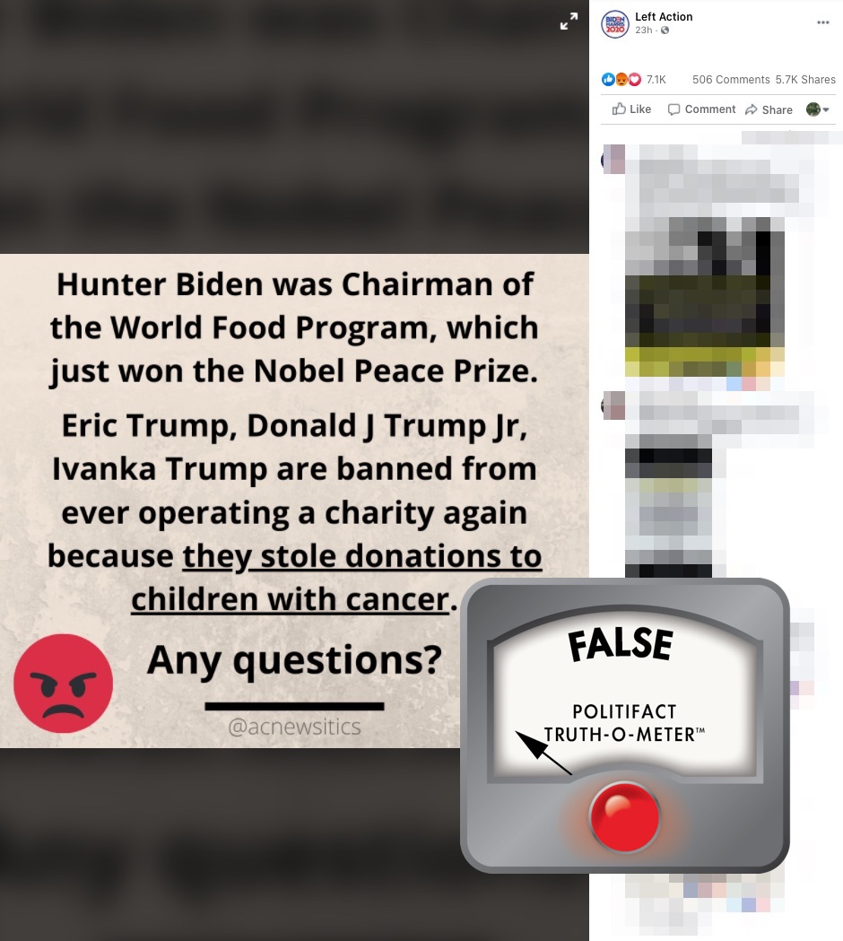 Left Action post about charities