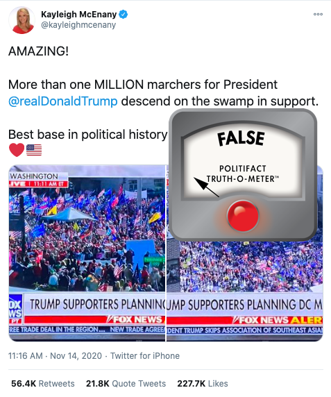 McEnany tweet about Million MAGA March crowd