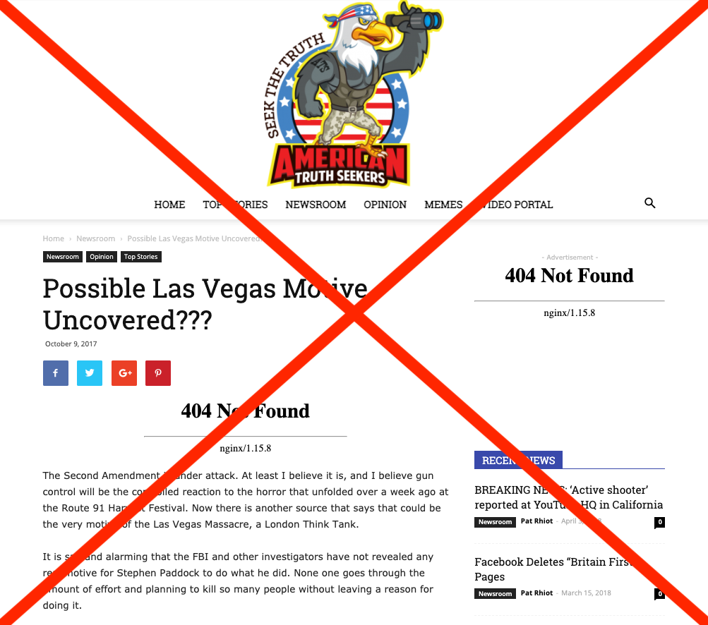 American Truth Seekers article about Las Vegas massacre false flag
