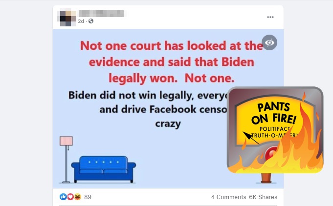 2/10/21: FB post about Biden win, courts