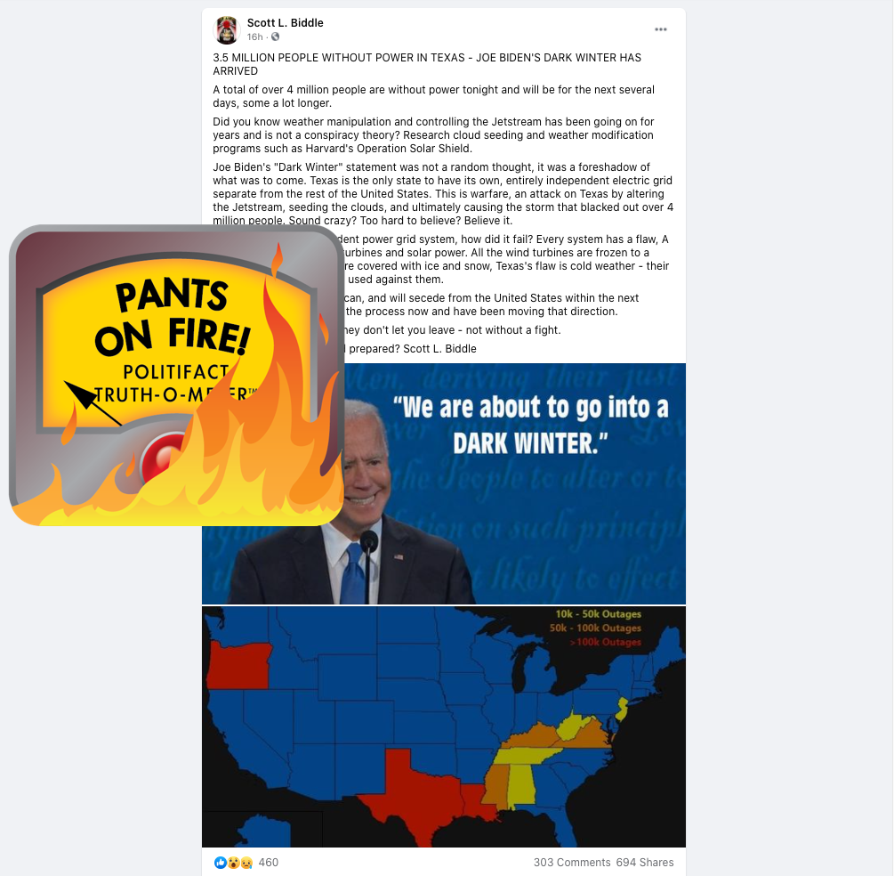 Biddle post about Texas winter storm + Biden