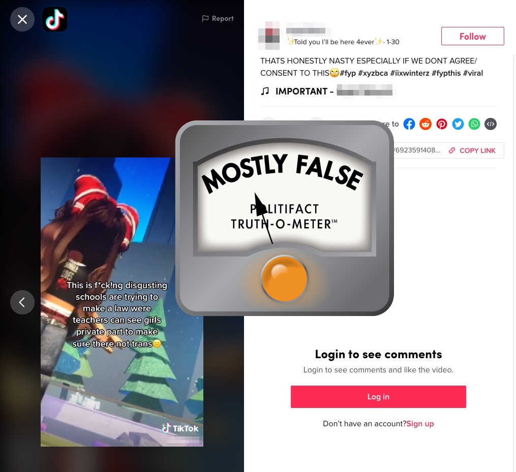 TikTok post on anti-trans bills