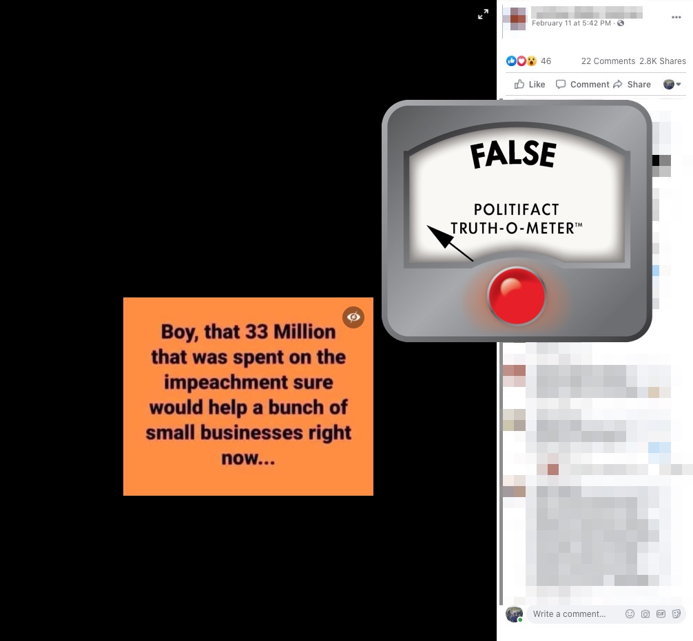 Trump second impeachment cost FB post