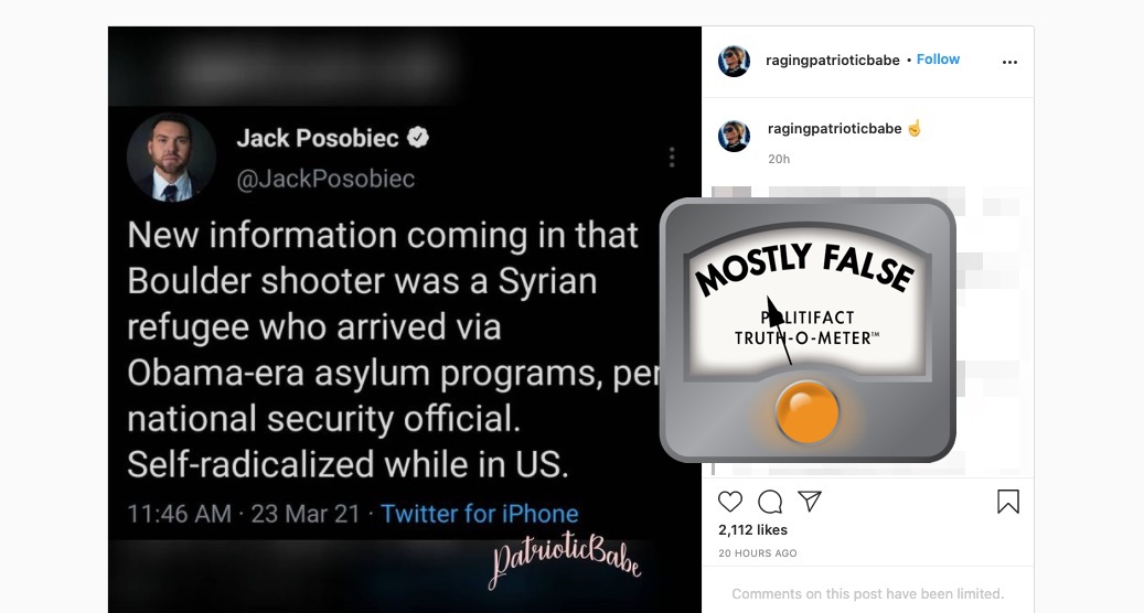 Insta post with Posobiec tweet about Boulder