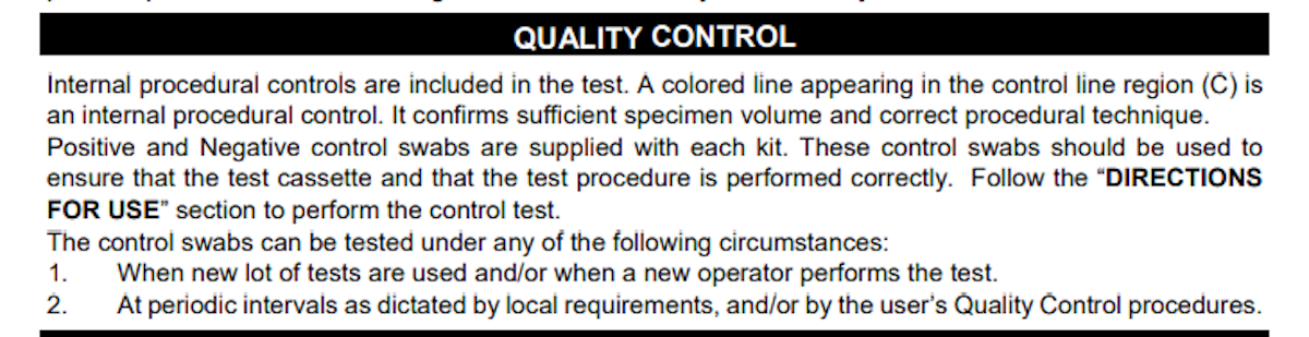 testing kit instructions screenshot