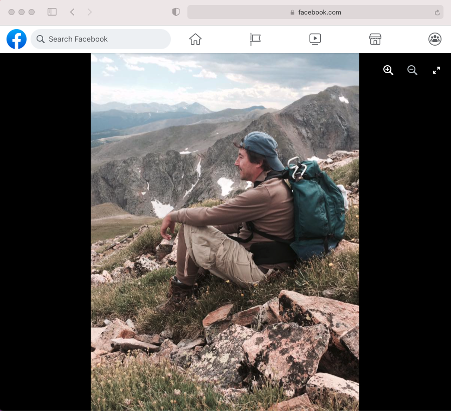 Jeffrey Sabol hiking Facebook screenshot