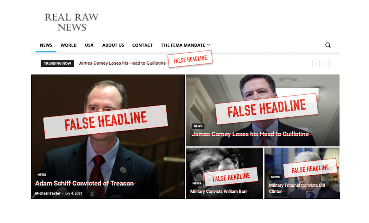 Real Raw News Main Art Homepage with False Headlines