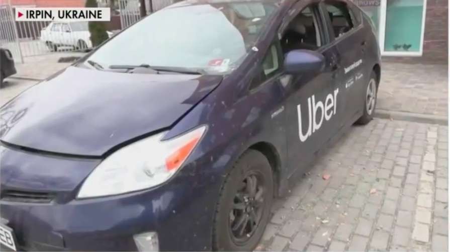 Screenshot of Fox News report showing car in Ukraine