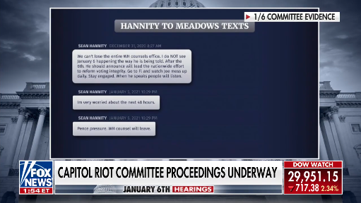 Fox News airs June 16 hearing on Capitol attack with mention of Hannity texts