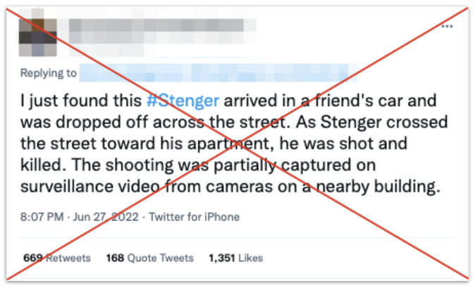 False tweet about Michael Stenger's death