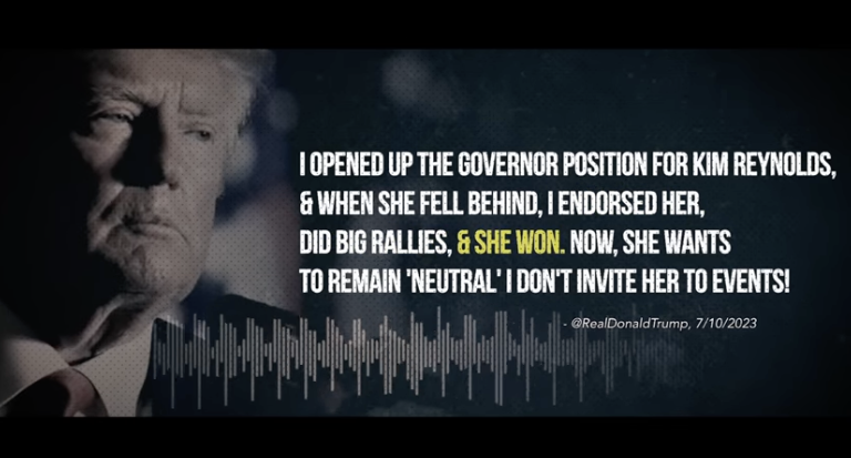 Pro-DeSantis ad on Kim Reynolds screenshot