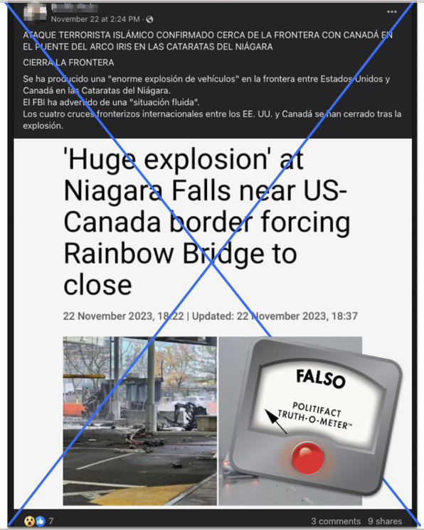 Publicación falsa de ataque terrorista 11-22