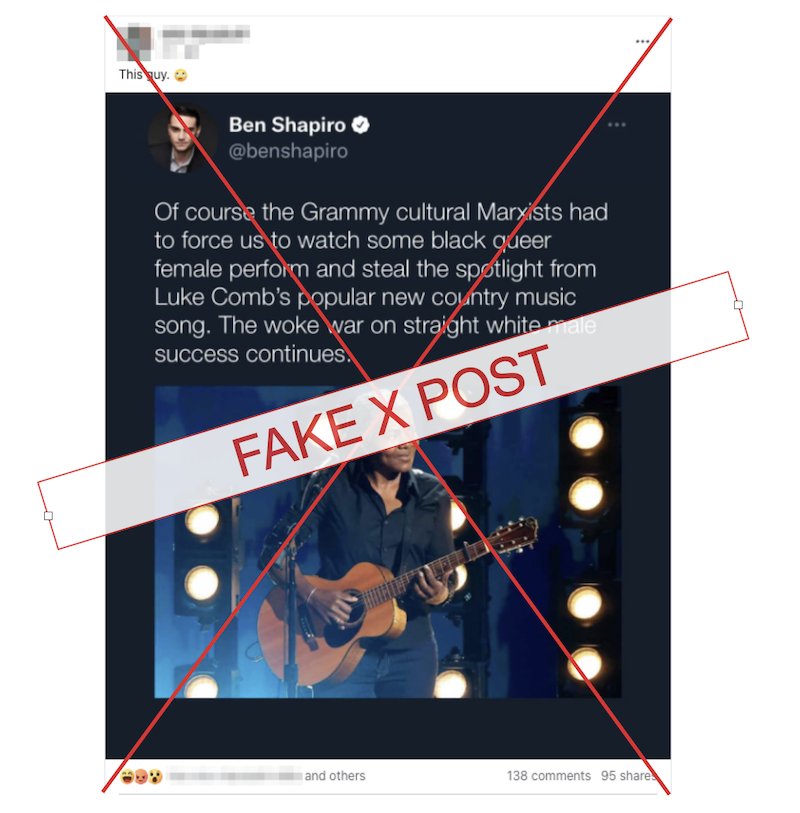 fake ben shapiro tweet tracy chapman