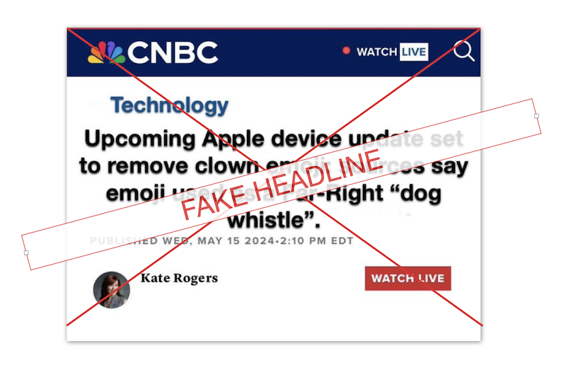 Embed clown emoji fake CNBC headline