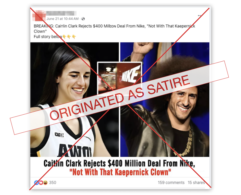 Caitlin Clark Kaepernick satire embed